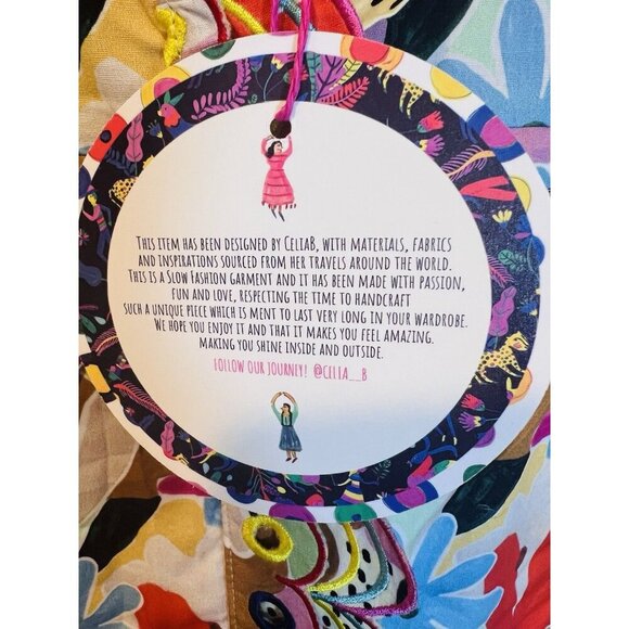 CeliaB Freya Dress Large Floral Multicolor Button Down MIDI Pockets Drawstring - Picture 10 of 15